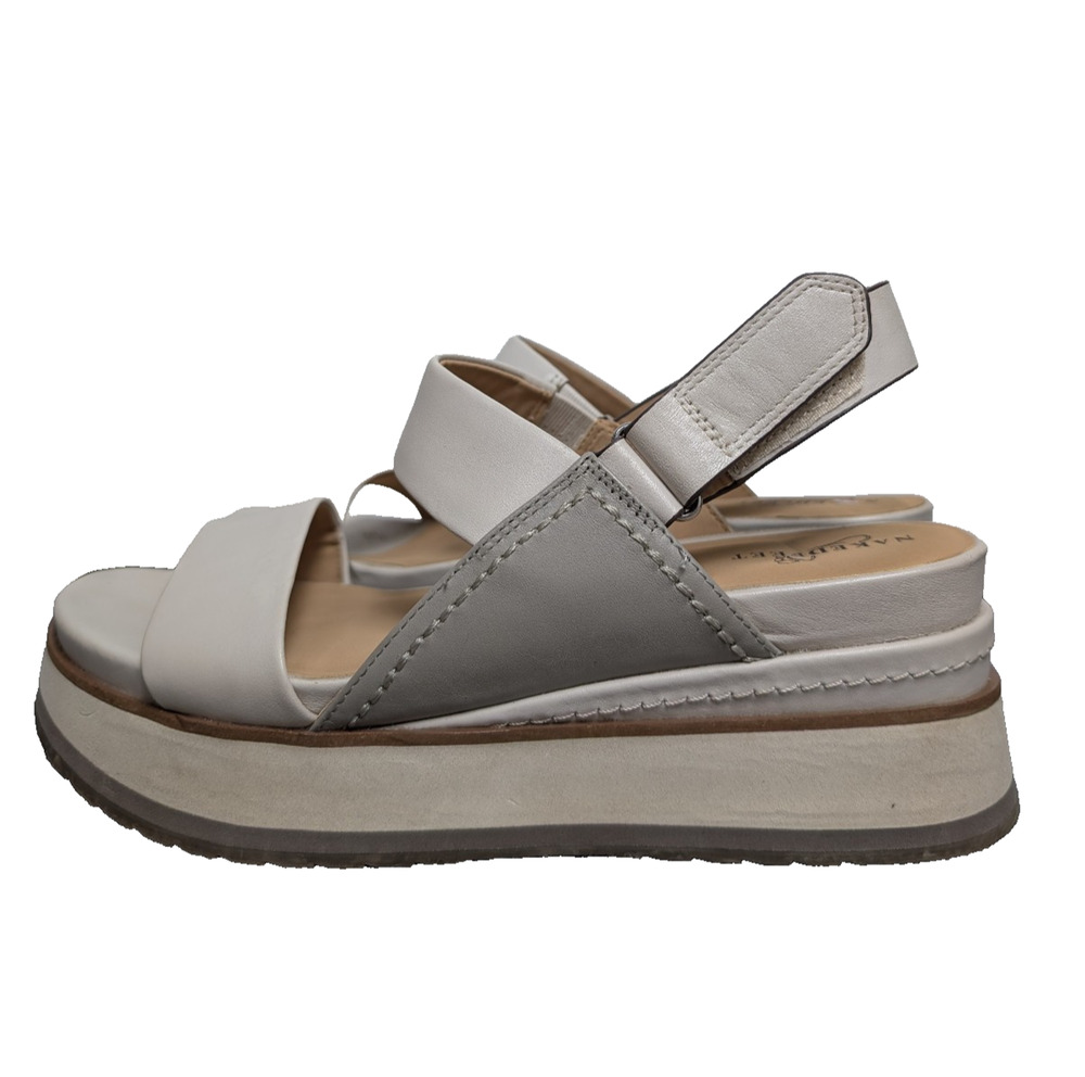 Naked Feet Dimension Sandals Womens 10 Platform Strappy Comfort Leather Neutral